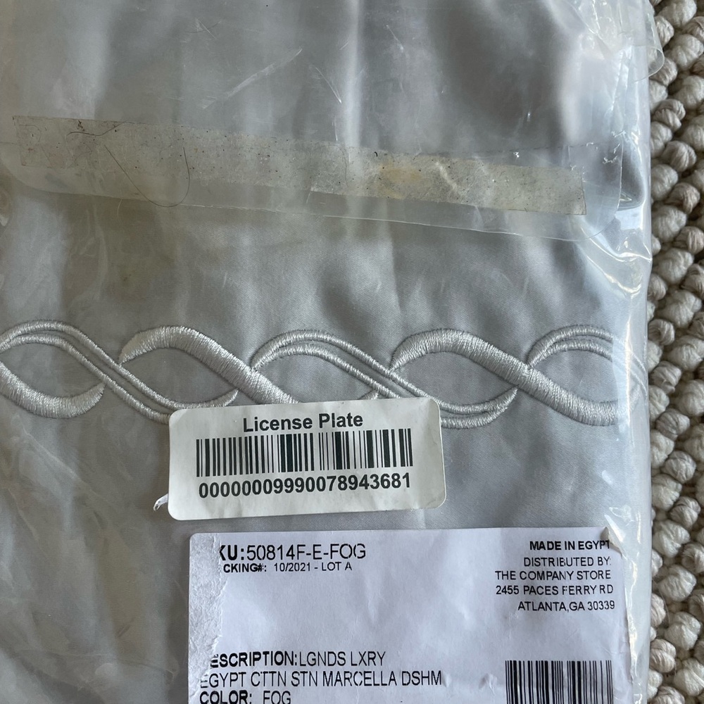 The Company Store Euro Sham in the color FOG with embroidery